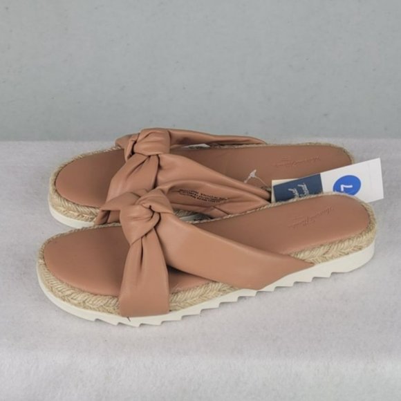 Universal Thread Sandals Women's Peachy Tan Dena Faux Leather Knot Espadrille - Picture 3 of 8